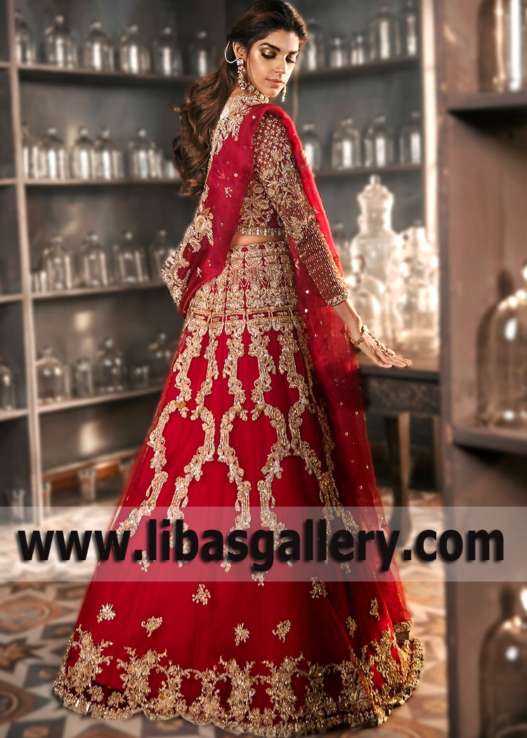 Classic Red Crocosmia Lehenga